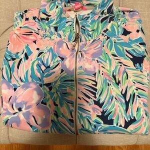 Lilly Pulitzer Tropical Print Zip Neck Jacket